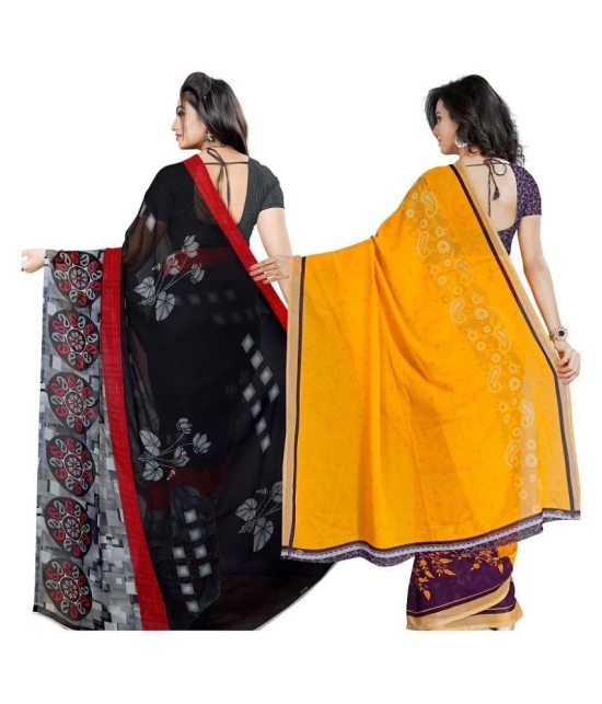 ANAND SAREES Yellow Georgette Saree - Pack of 2