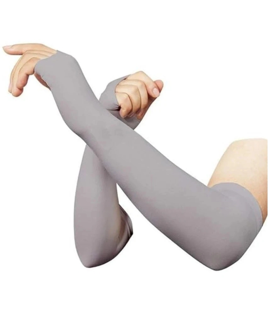 FITMonkey Grey Solid Riding Sleeves ( Single Set ) - Freesize