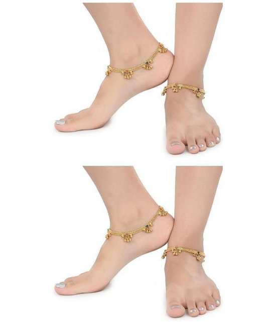 AanyaCentric - Gold Anklets ( Pack of 2 ) - Gold