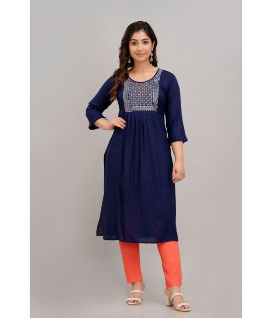 Kapadia - Navy Straight Rayon Womens Stitched Salwar Suit ( Pack of 1 ) - None