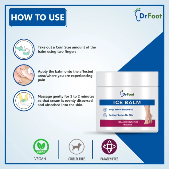 Dr Foot Ice Balm Cold with the Goodness of Menthol Mentha Oil Hemp Seed Oil Glycerin - 100gm Pack of 2-Dr Foot Ice Balm Cold with the Goodness of Menthol, Mentha Oil, Hemp Seed Oil, Glycerin - 10