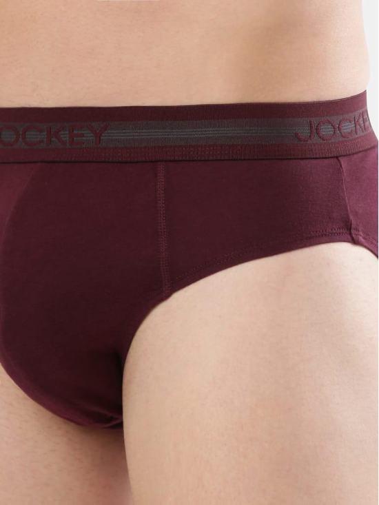 Jockey Men Super Combed Cotton Solid Brief 1010 Wine Tasting Pack Of 2