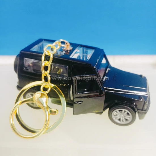 SUV Pull-Back Toy Keychain - Black - Single Piece