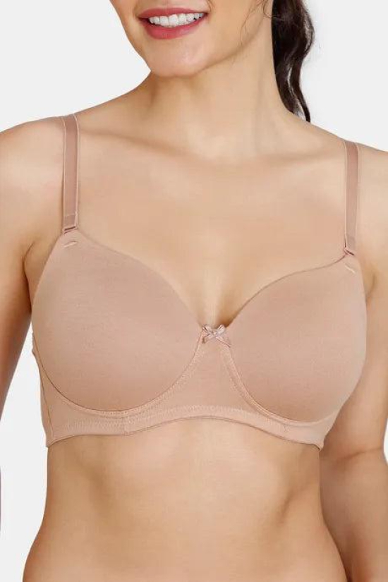 Zivame Padded Non Wired 3/4th Coverage T-Shirt Bra- ZI1137-36C / Nude