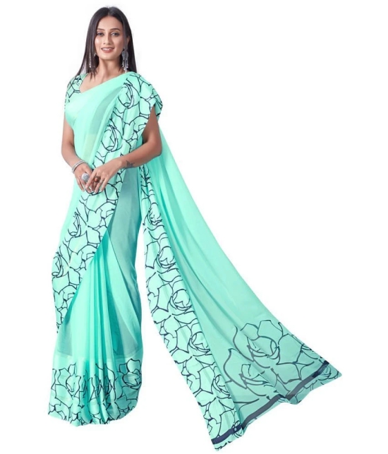 Sitanjali - SkyBlue Georgette Saree With Blouse Piece ( Pack of 1 ) - SkyBlue