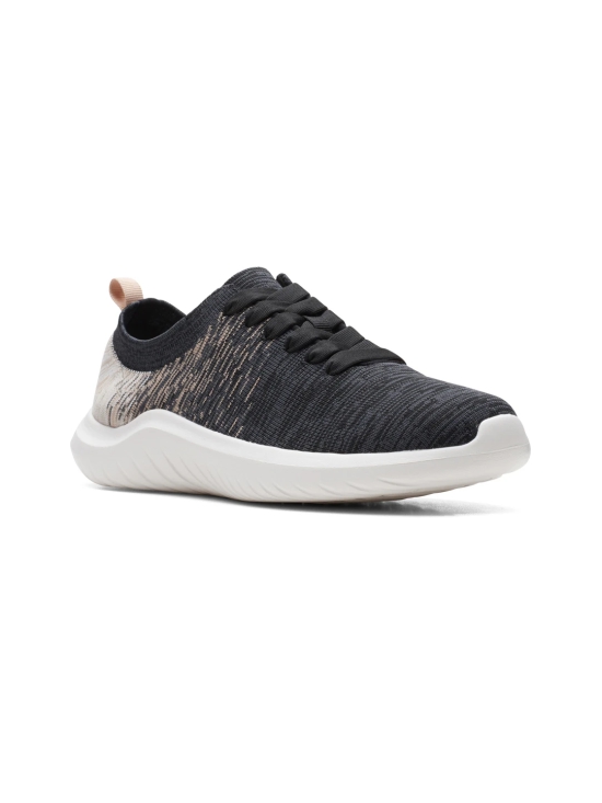 CLARKS BLACK WOMEN NOVA GLINT LACE UP SNEAKERS