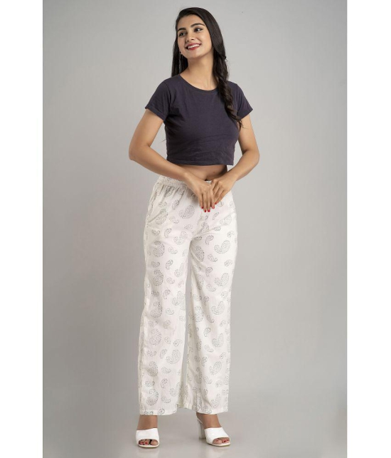 MAUKA - White Rayon Women's Palazzo ( Pack of 1 ) - None