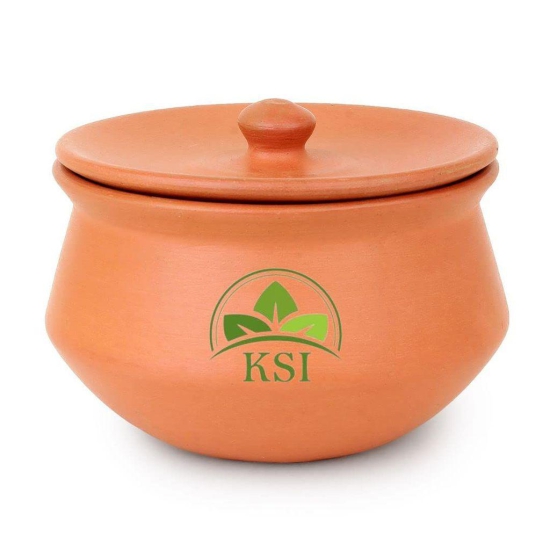 KSI Earthenware Indian desi Clay Curd Pot Dahi Handi Set of 2 Self Cooling Terracotta Clay Curd Pot Earthenware Pot for Storage 1.5 Liters and 0.5 litres