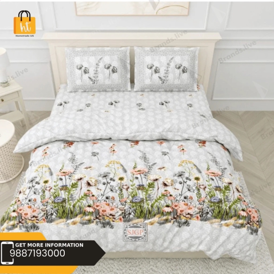 Bedsheet Adda-Super Mega King Size  King Size(108*108 in)-Pure Cotton Sanganeri Printed Jaipuri  Double Bedsheet With 2 Matching Pillow Covers-RJ-14-03-(108*108)-HT8212