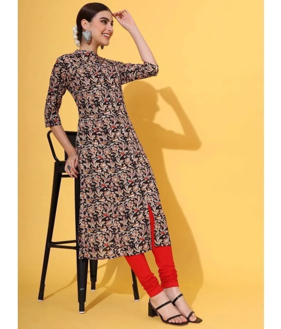 Vbuyz Rayon Printed A-line Womens Kurti - Black ( Pack of 1 ) - None