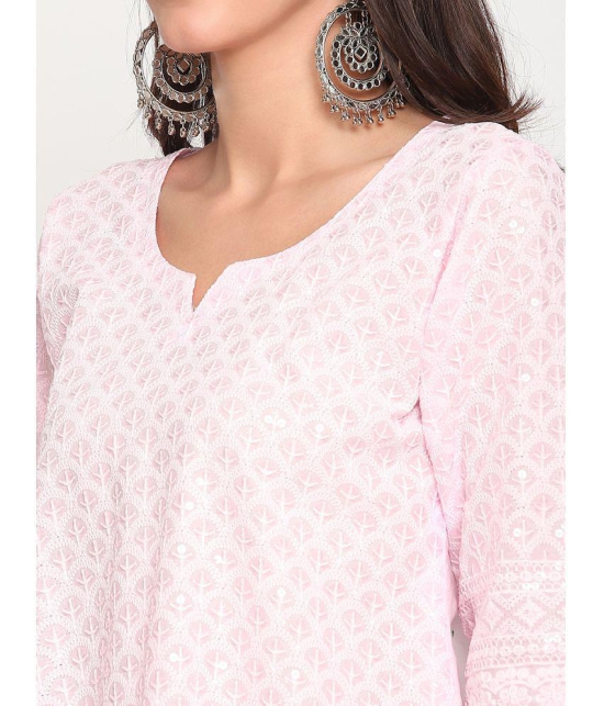 Queenley - Pink Cotton Women's Straight Kurti ( Pack of 1 ) - XXL