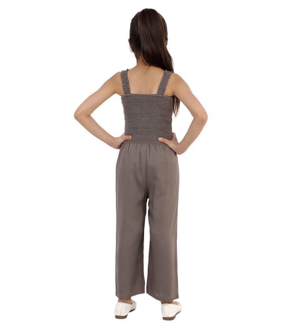 Kids Cave - Grey Rayon Girls Jumpsuit ( Pack of 1 ) - None