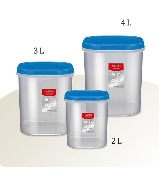 Milton Quadra Storage Container, Set of 3, 2000 ml, 3000 ml, 4000 ml, Brown - Blue