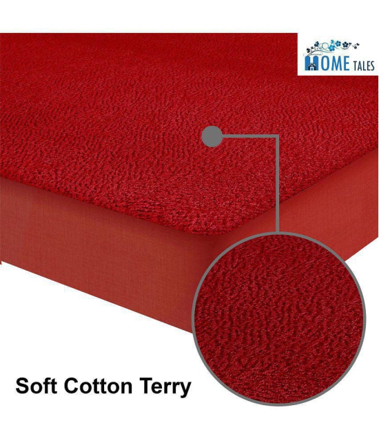 HOMETALES - Cotton Terry Water Resistance Single Size Maroon Mattress Protector - 190 x 91 cms - Single