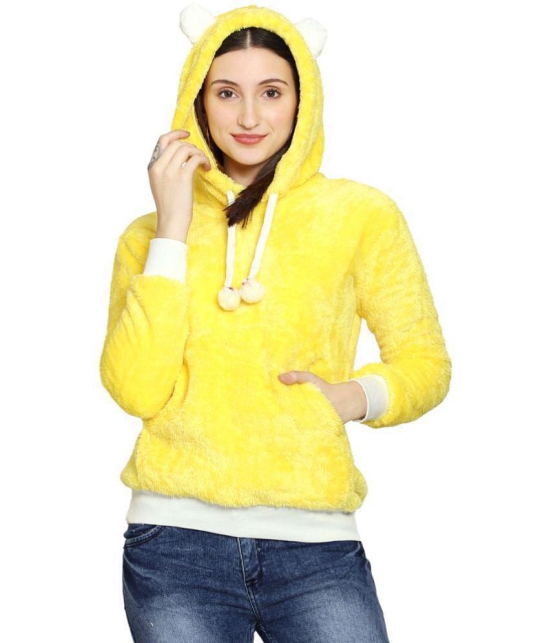 PPTHEFASHIONHUB Faux Fur Women''s Hooded Sweatshirt ( Yellow ) - None