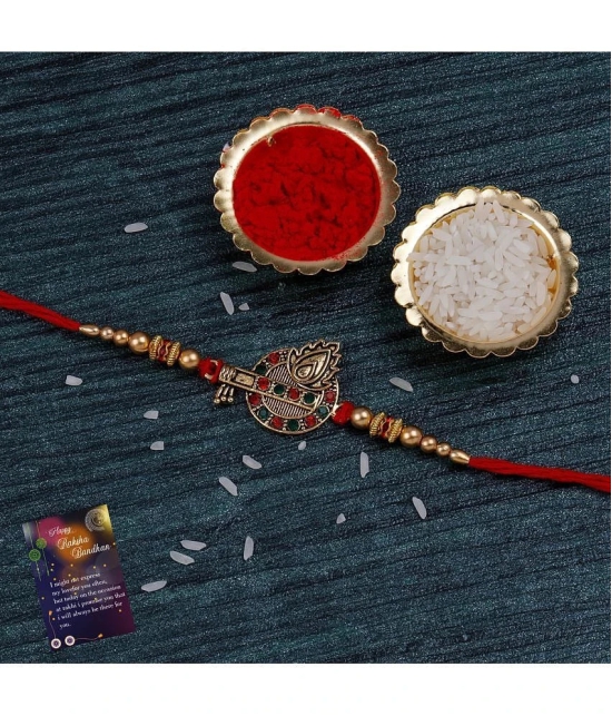 Silver Shine - Red Religious Rakhi ( Pack of 3 ) - None