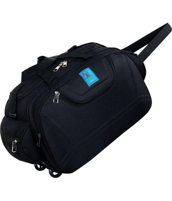 AXEN BAGS - 55 Ltrs Black Polyester Duffle Trolley - Onesize