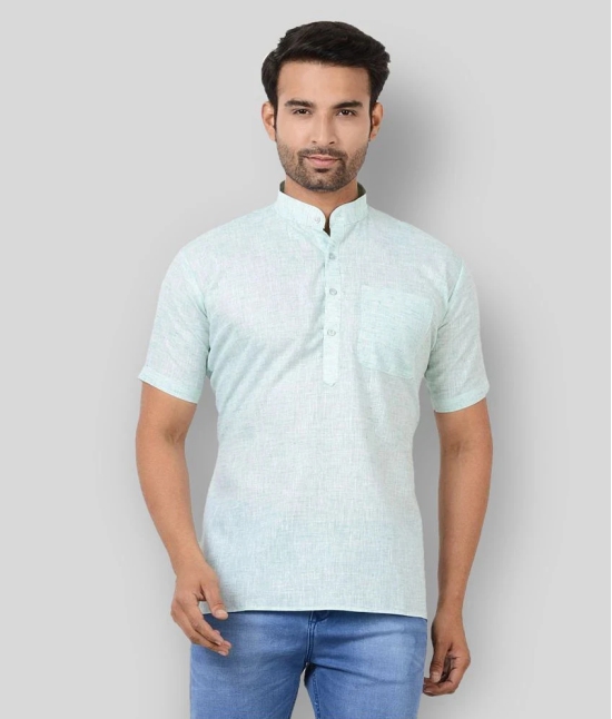 Maharaja - Green Cotton Blend Mens Shirt Style Kurta ( Pack of 1 ) - None