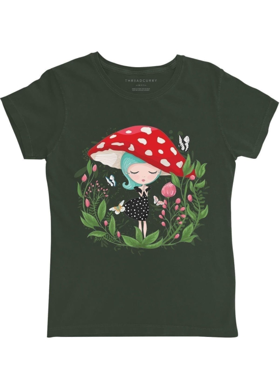 Mushroom Girl Tshirt-10-11 Years / Olive Green