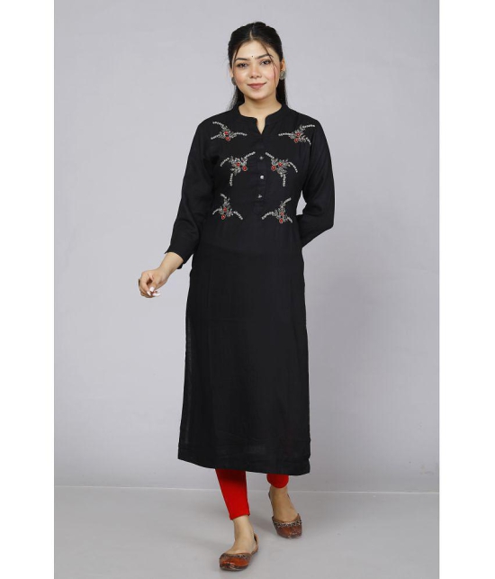 JC4U - Black Rayon Womens Straight Kurti ( Pack of 1 ) - None