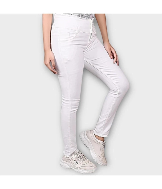 ICONIC ME- Classic Elegance: Girls Solid White Denim Jeans - None