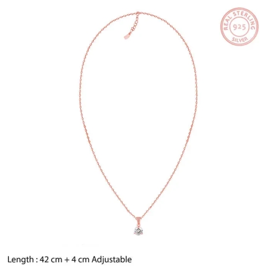 Rose Gold Classic Zircon Pendant with Link Chain