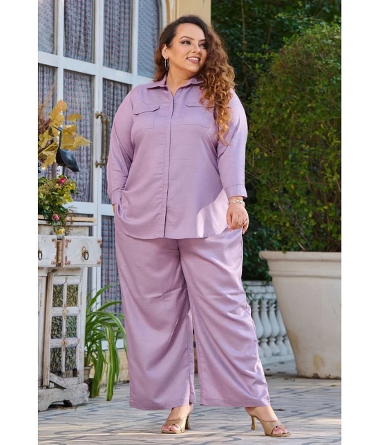 PrettyPlus by Desinoor.com Lavender Solid Palazzo Top Set - None