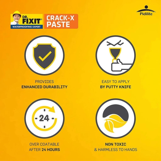 DR. FIXIT 201 Crack X Paste, Ready to use crack filler for internal &  external surface cracks on roofs, wall, Flexible Putty with excellent bonding  1Kg