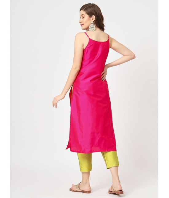 Pannkh Women''s Festive Embroidered Strappy Kurta With Constrasting Pants - None