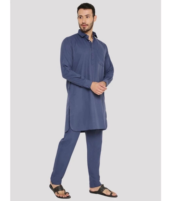 Maharaja - Blue Blended Fabric Regular Fit Mens Pathani Suit ( Pack of 1 ) - None