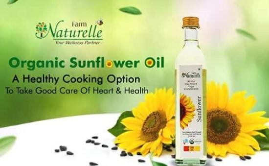 Farm Naturelle Organic Virgin Cold Pressed Sunflower Cooking Oil. (2 LTR X 4) + 3 Honey 55g