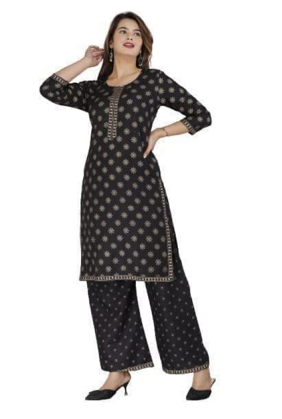 Monika Fashion Women's Rayon Printed Kurta with Palazzo Set