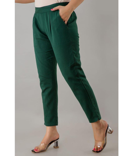 FabbibaPrints - Green Cotton Regular Women's Casual Pants ( Pack of 1 ) - None