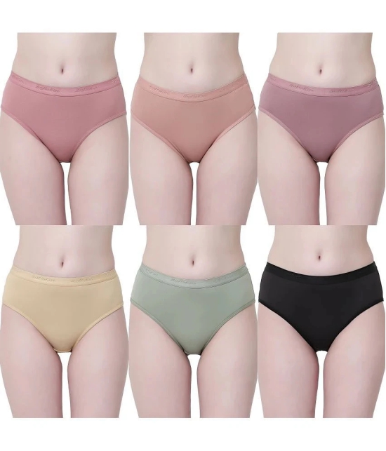 Softskin Multi Color Modal Solid Womens Hipster ( Pack of 6 ) - None