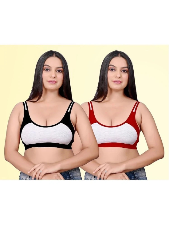 haya fashion Pack of 2 Cotton Non Padded Womens Everyday Bra ( Multicolor ) Rima Sports D706 - None