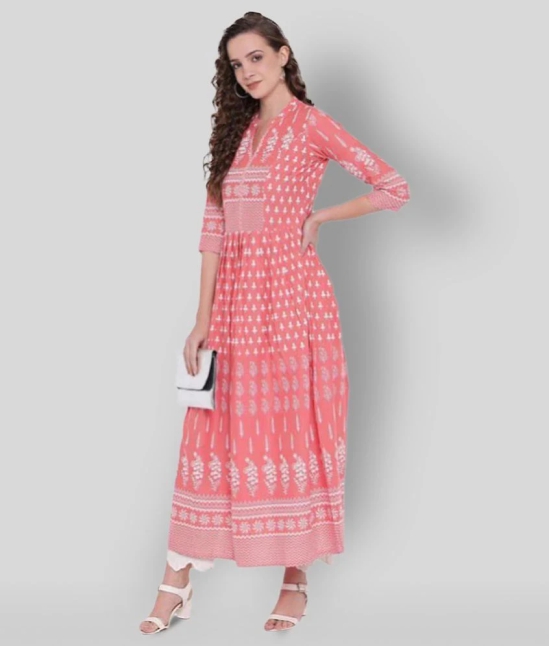 Divena - Pink Cotton Womens Flared Kurti ( Pack of 1 ) - S