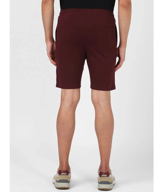 UrbanMark Men Cotton Stretch Regular Fit Solid Lounge Shorts-Wine - None