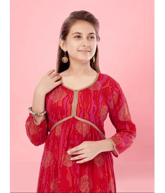 Aarika Red Cotton Girls Kurti ( Pack of 1 ) - None