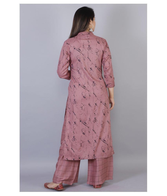 JC4U - Mauve Straight Rayon Women''s Stitched Salwar Suit ( Pack of 1 ) - L