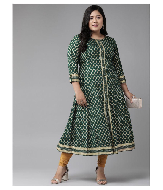 Yash Gallery - Green Rayon Womens Flared Kurti - 4XL