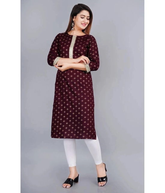 SIPET - Coffee Rayon Womens Straight Kurti ( Pack of 1 ) - None