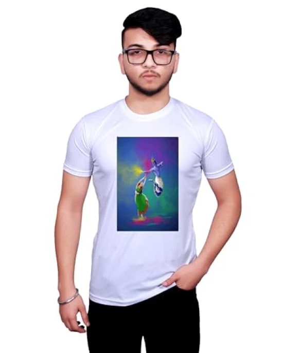 NITYANAND CREATIONS Round Neck White Holi T-Shirt for MEN-HOLI-T-SHIRT-11552-M