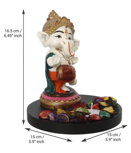 eCraftIndia Showpiece Wood Ganesha Idol 15 x 15 cms Pack of 1