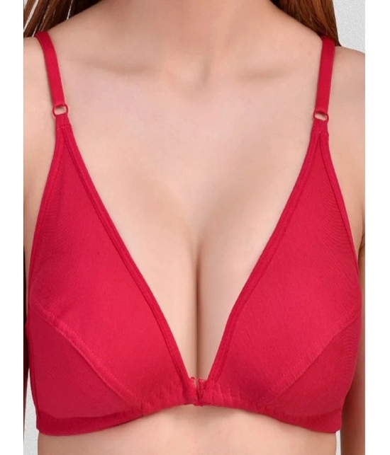 Zourt - Red Cotton Non Padded Womens Everyday Bra ( Pack of 1 ) - None