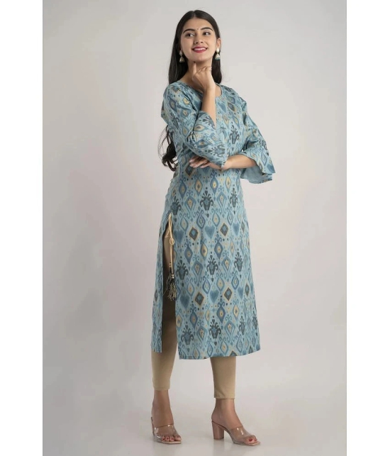 MAUKA - Turquoise Rayon Womens Straight Kurti ( Pack of 1 ) - None