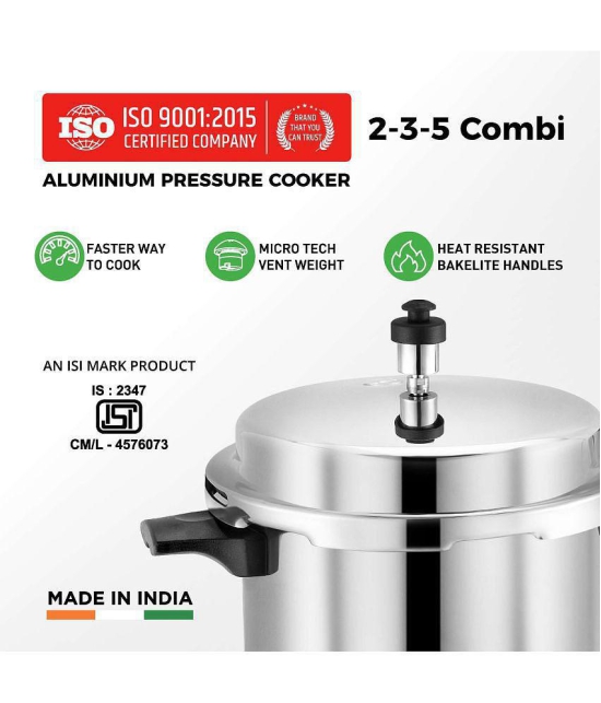 Srushti Gold 2/3/5 LTR COOKER 5 L Aluminium Pressure Cooker Combo Without Induction Base