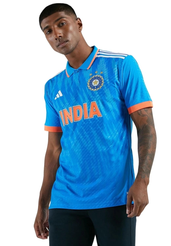 Official Adidas India Cricket ODI Jersey for Men: Breathable Performance Gear with Iconic Tiger Stripes (Colour - BLUE, Size - L) by Total Sporting And Fitness Solutions Pvt Ltd