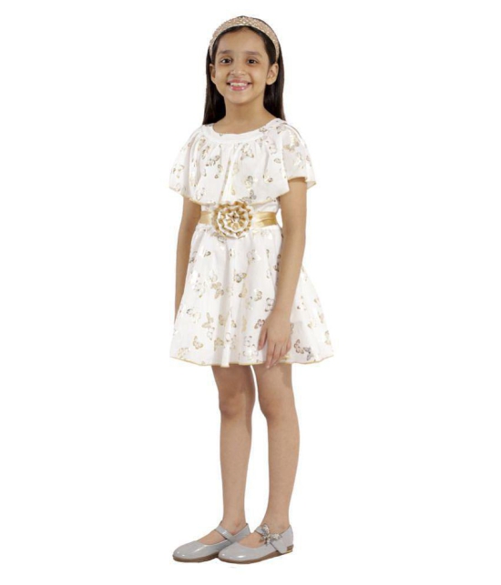 Kids Cave - White Cotton Girl's A-line Dress ( Pack of 1 ) - None