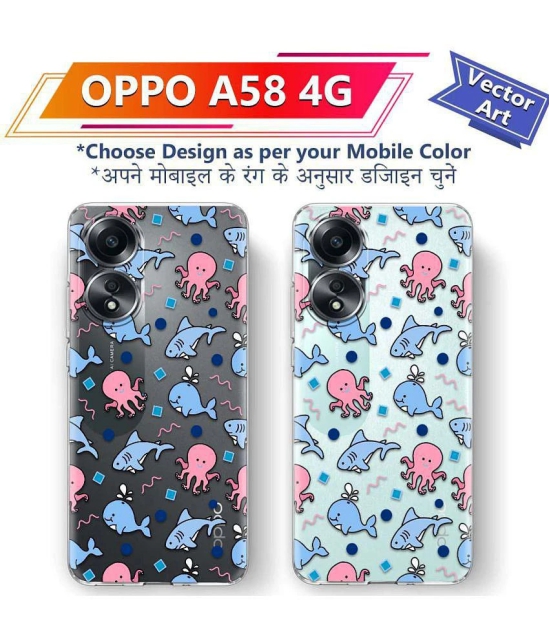 NBOX - Multicolor Printed Back Cover Silicon Compatible For Oppo A58 4G ( Pack of 1 )