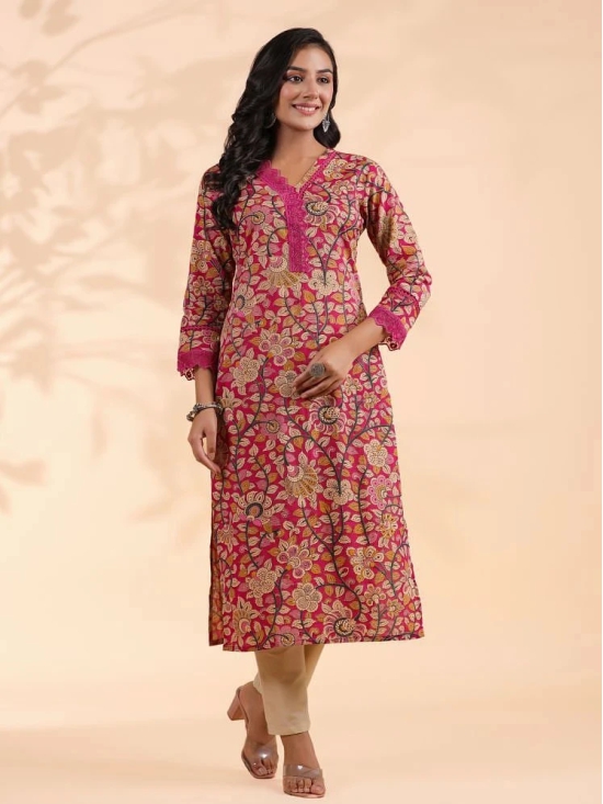 Vbuyz Cotton Printed Straight Womens Kurti - Pink ( Pack of 1 ) - None